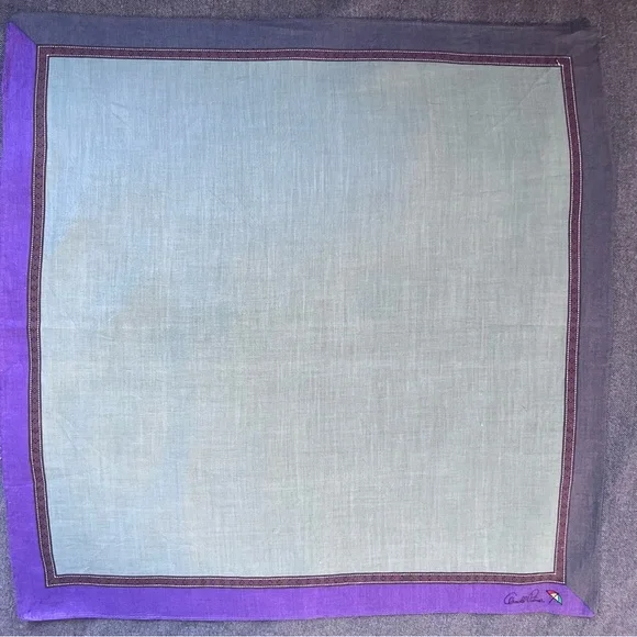 Vintage Arnold Palmer Purple and Gray Men's Accessories Pocket Square - 16”x 16” - Picture 4 of 8
